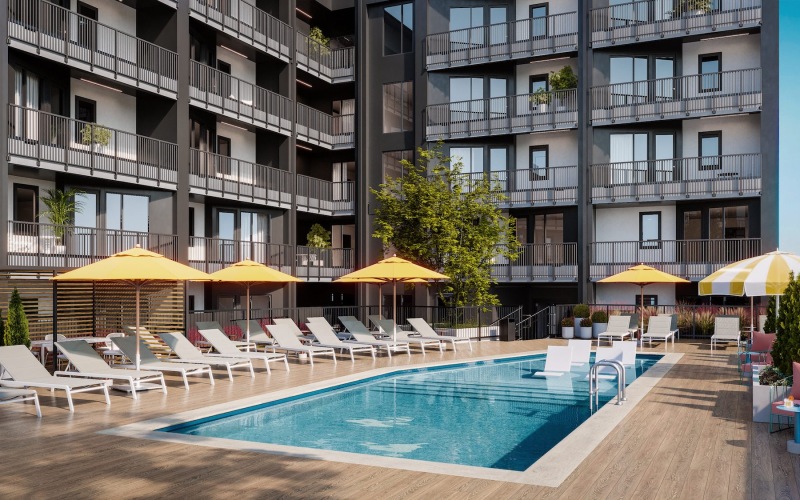 pool with lounge chairs
